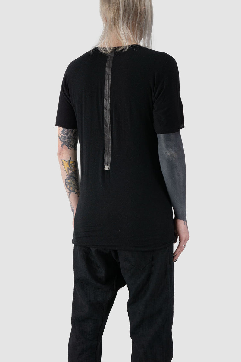 69 by Isaac Sellam - back side view of Black Folded Double Layer Modal Raglan T-Shirt