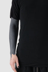 69 by Isaac Sellam - front detail view of Black Folded Double Layer Modal Raglan T-Shirt