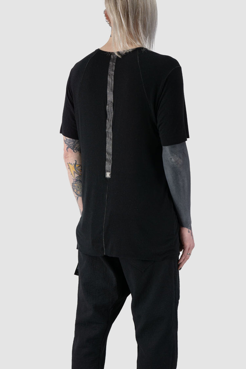 69 by Isaac Sellam - back side view of Black Modal Blend Signature Scar Stitch T-Shirt