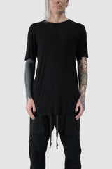 69 by Isaac Sellam - front view of Black Modal Blend Signature Scar Stitch T-Shirt