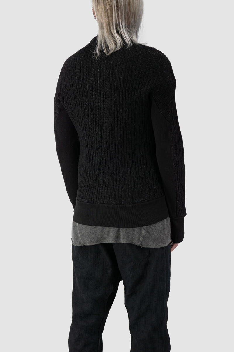 69 by Isaac Sellam - back side view of Black Organic Cotton Blend Double Layer Stretch Sweat Jacket