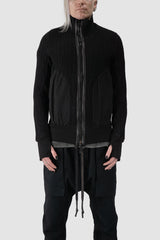 69 by Isaac Sellam - front view of Black Organic Cotton Blend Double Layer Stretch Sweat Jacket