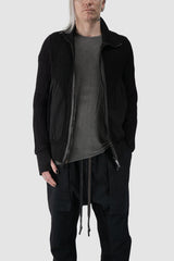 69 by Isaac Sellam - relaxed fit view of Black Organic Cotton Blend Double Layer Stretch Sweat Jacket