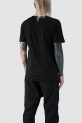 69 by Isaac Sellam - back side view of Black Organic Cotton Scar Stitch T-Shirt