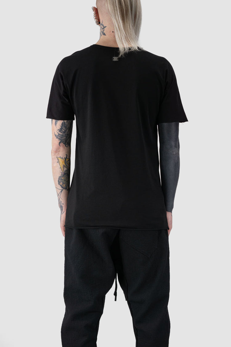 69 by Isaac Sellam - back view of Black Organic Cotton Scar Stitch T-Shirt