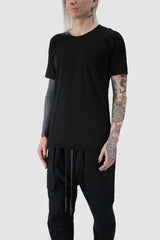 69 by Isaac Sellam - front side view of Black Organic Cotton Scar Stitch T-Shirt