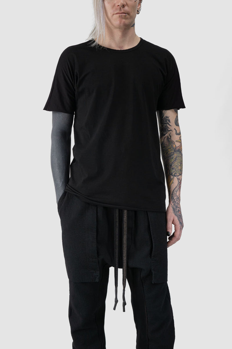 69 by Isaac Sellam - relaxed fit view of Black Organic Cotton Scar Stitch T-Shirt