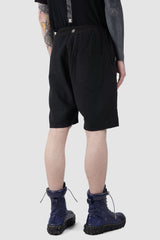 69 by Isaac Sellam -back side view of Black Organic Cotton Zip Cargo Sweat Shorts