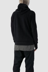 69 by Isaac Sellam - back side view of Black Reverse Textured Cotton Hoodie