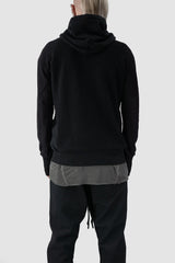 69 by Isaac Sellam - back view of Black Reverse Textured Cotton Hoodie