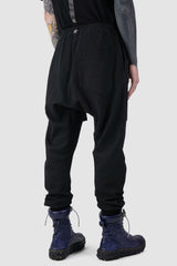 69 by Isaac Sellam - back side view of Black Stripe Heavy Cotton Cargo Zip Jogging Pants