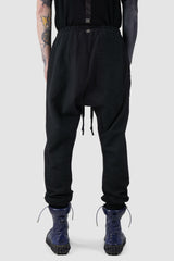 69 by Isaac Sellam - back view of Black Stripe Heavy Cotton Cargo Zip Jogging Pants