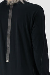 69 by Isaac Sellam - back detail view of Black Two Tonal Contrast Flat Lock Long Sleeve T-Shirt