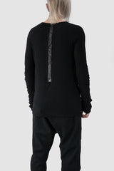 69 by Isaac Sellam - back side view of Black Unstoppable Double Layered Modal Long Sleeve T-Shirt