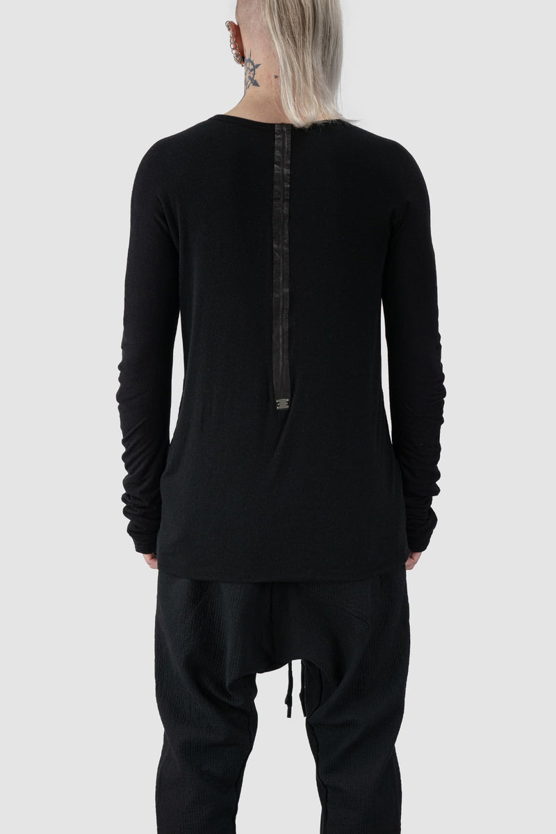 69 by Isaac Sellam - back view of Black Unstoppable Double Layered Modal Long Sleeve T-Shirt