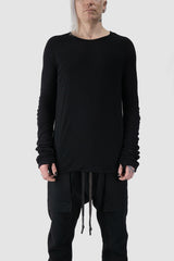 69 by Isaac Sellam - front view of Black Unstoppable Double Layered Modal Long Sleeve T-Shirt