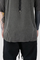 69 by Isaac Sellam - hem view of Grey Loose Fit Leather Spine Cold-Dyed Modal T-Shirt