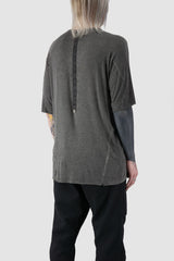 69 by Isaac Sellam - back side view of Grey Loose Fit Leather Spine Cold-Dyed Modal T-Shirt