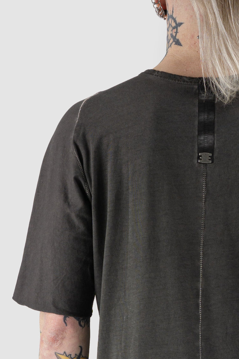 69 by Isaac Sellam - back detail view of Grey Object Cold Dyed Jersey T-Shirt