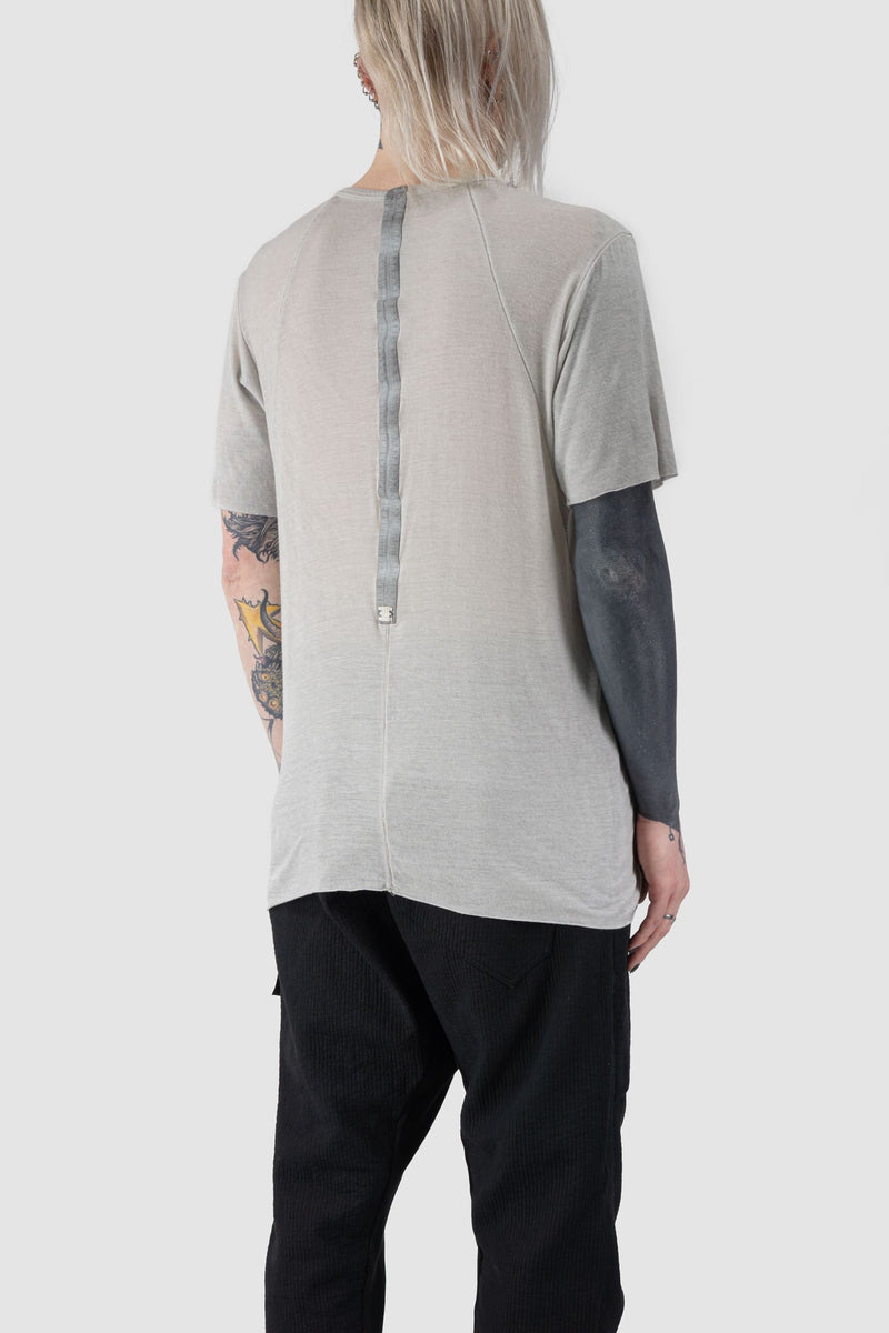 69 by Isaac Sellam - back side view of Grey Anatomical Flat Lock Modal Blend T-Shirt