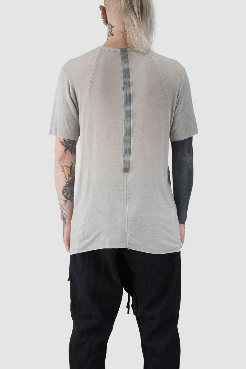 69 by Isaac Sellam - back view of Grey Anatomical Flat Lock Modal Blend T-Shirt