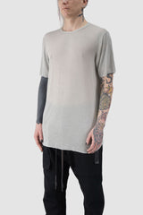 69 by Isaac Sellam - front side view of Grey Anatomical Flat Lock Modal Blend T-Shirt