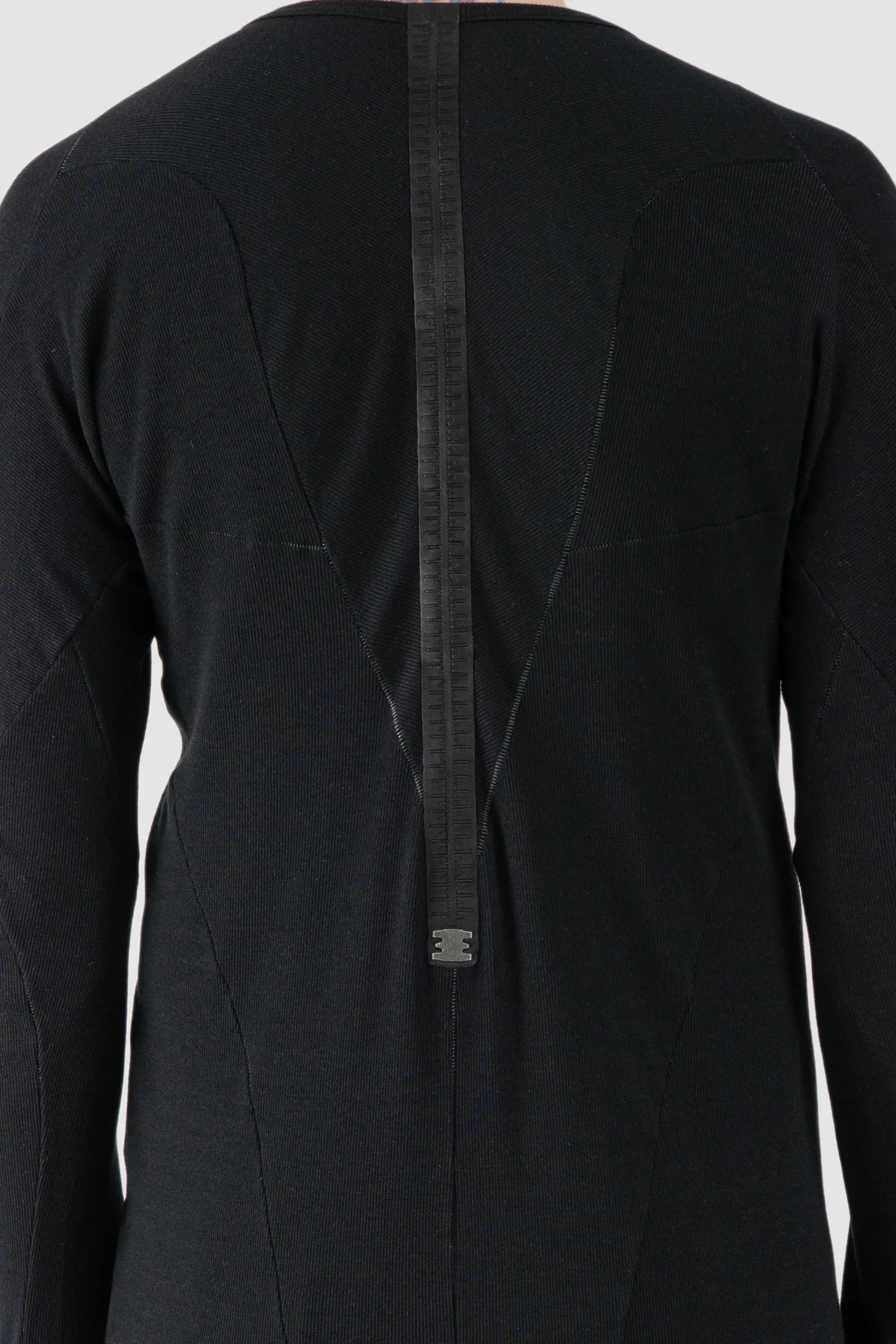 69 by Isaac Sellam - Men's Black Micromodal Rib Long Sleeve - back detail view