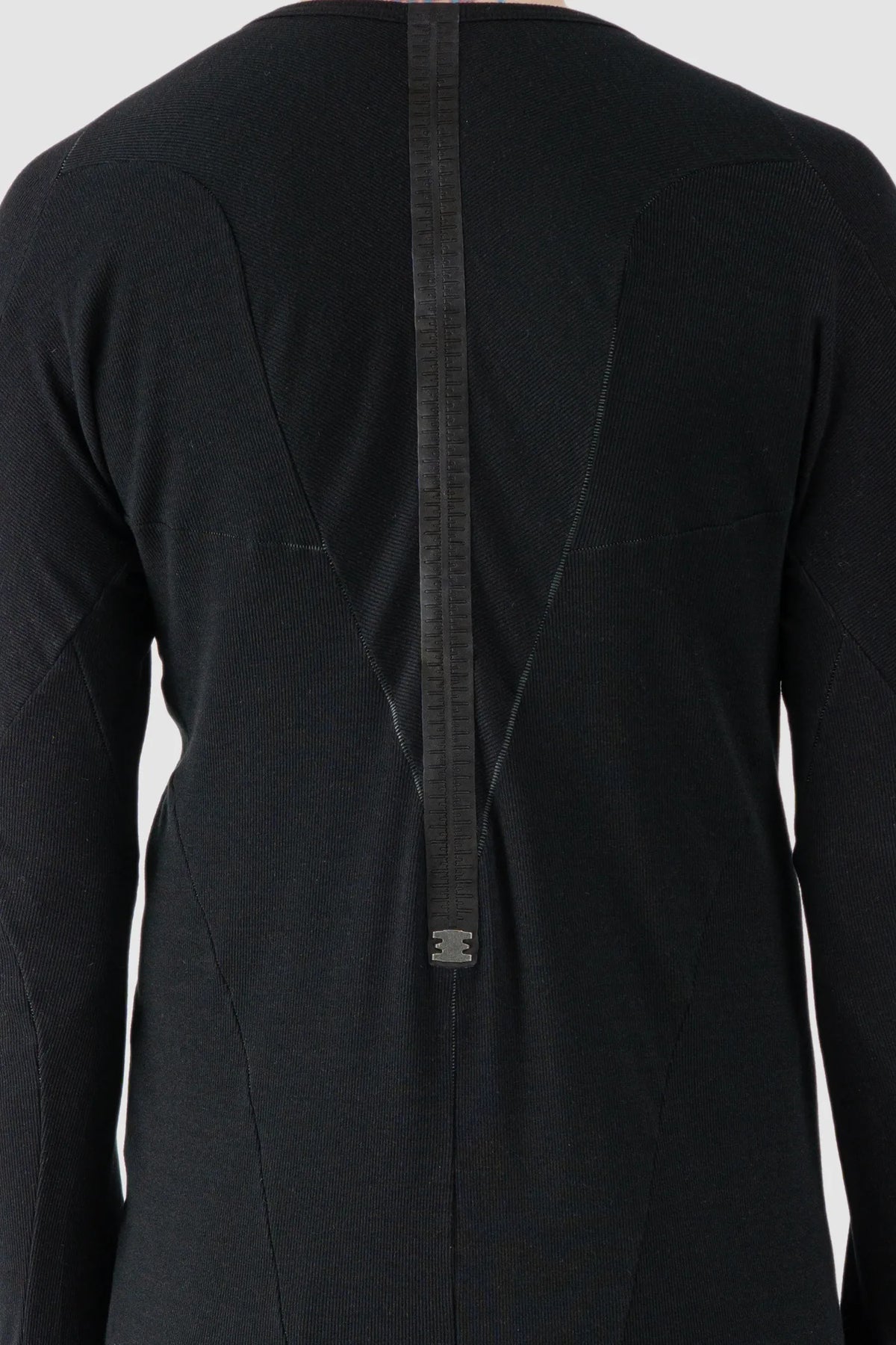69 by Isaac Sellam - Men's Black Micromodal Rib Long Sleeve - back detail view