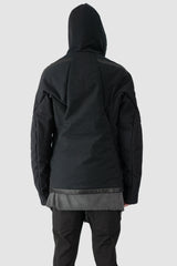 69 by Isaac Sellam - model back hooded view of men’s Black Padded Cotton Jacket with Hood