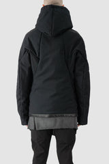 69 by Isaac Sellam - model back view of men’s Black Padded Cotton Jacket with Hood
