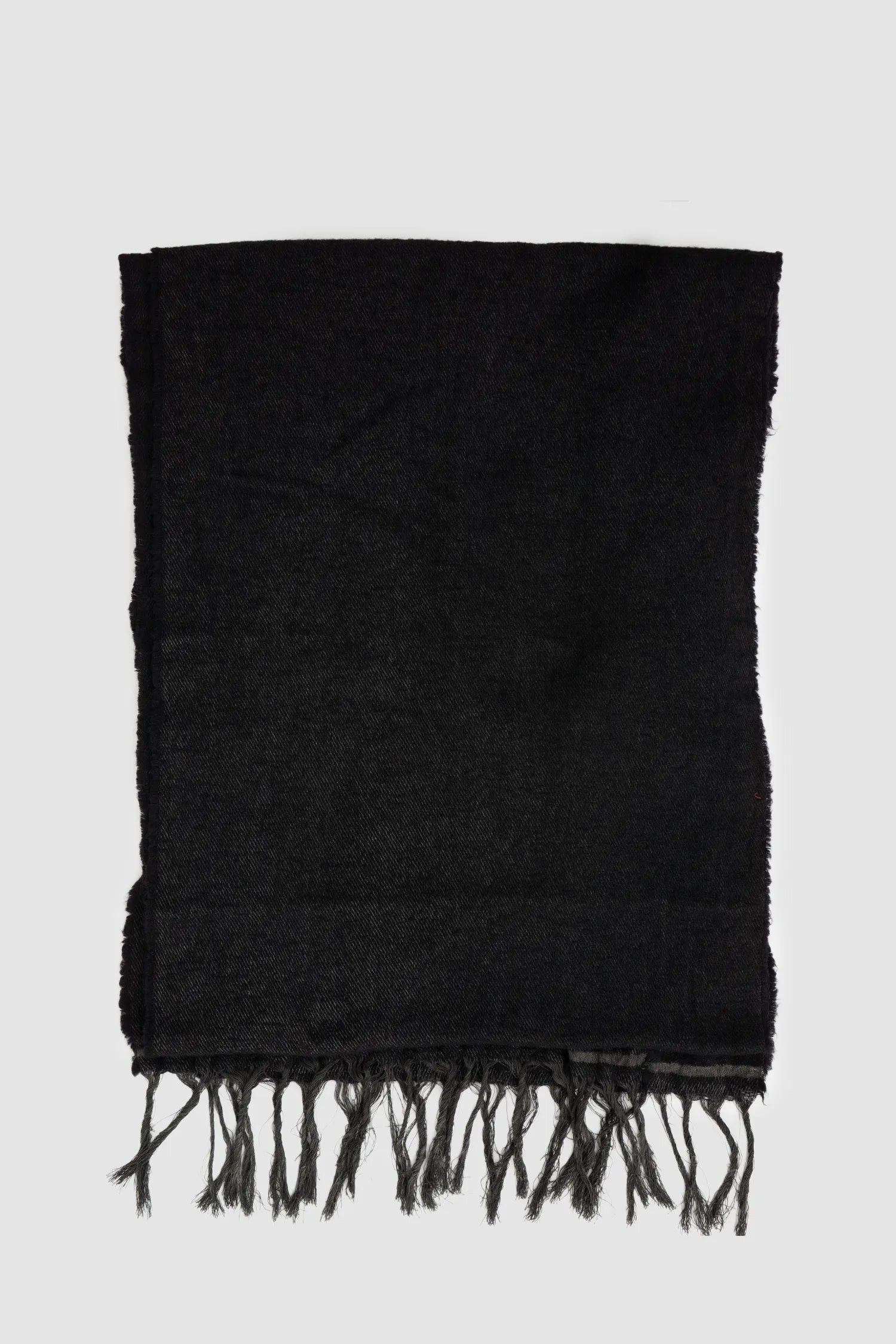 69 by Isaac Sellam - Men's Black Wool Blend Patch Scarf - item laid out back view