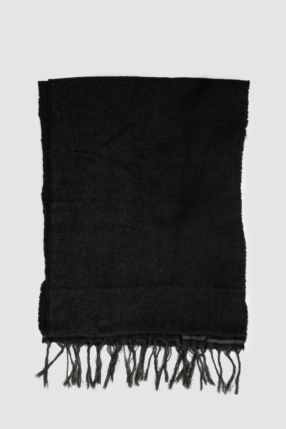 69 by Isaac Sellam - Men's Black Wool Blend Patch Scarf - item laid out back view