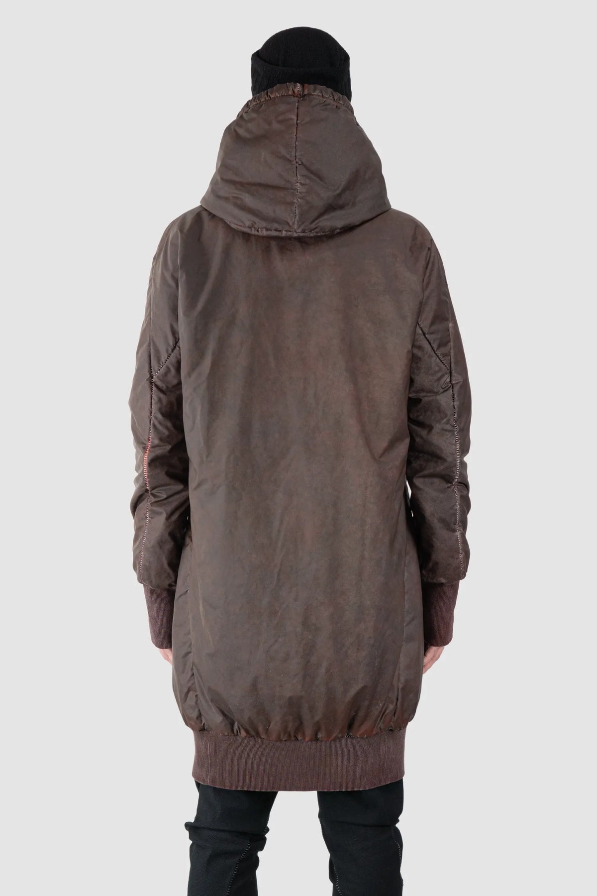 69 by Isaac Sellam - Men's Dirty Red Reflective Padded Parka Jacket - model back view