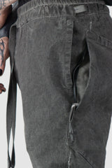 69 by Isaac Sellam - model pocket detail of Grey 6 Pocket Garment-Dyed Cotton Cargo Pants