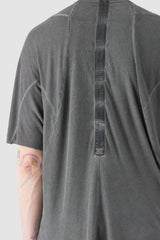 69 by Isaac Sellam - spine detail view of men’s Grey Leather Spine Modal-Cashmere Raglan T-Shirt