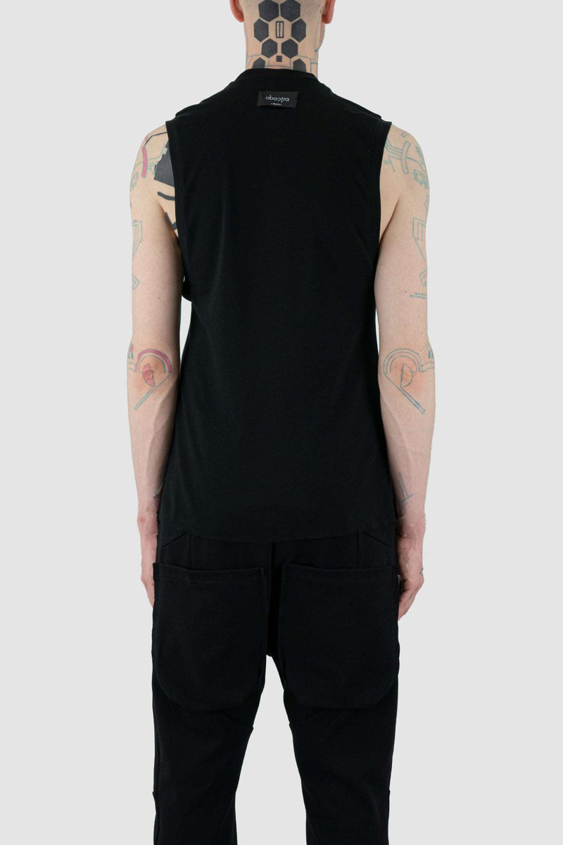 Back view of Black Berlin Top for Men with relaxed fit and stretchy fabric, OBECTRA