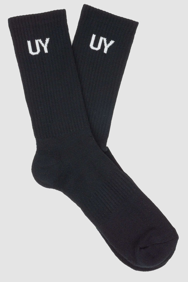 SS24 Black Bamboo Socks for Men - Front View by UY Studio