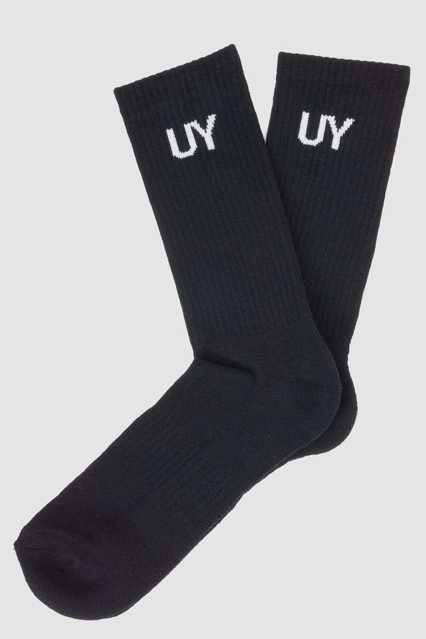 Back View of Comfortable SS24 Black Bamboo Socks by UY Studio