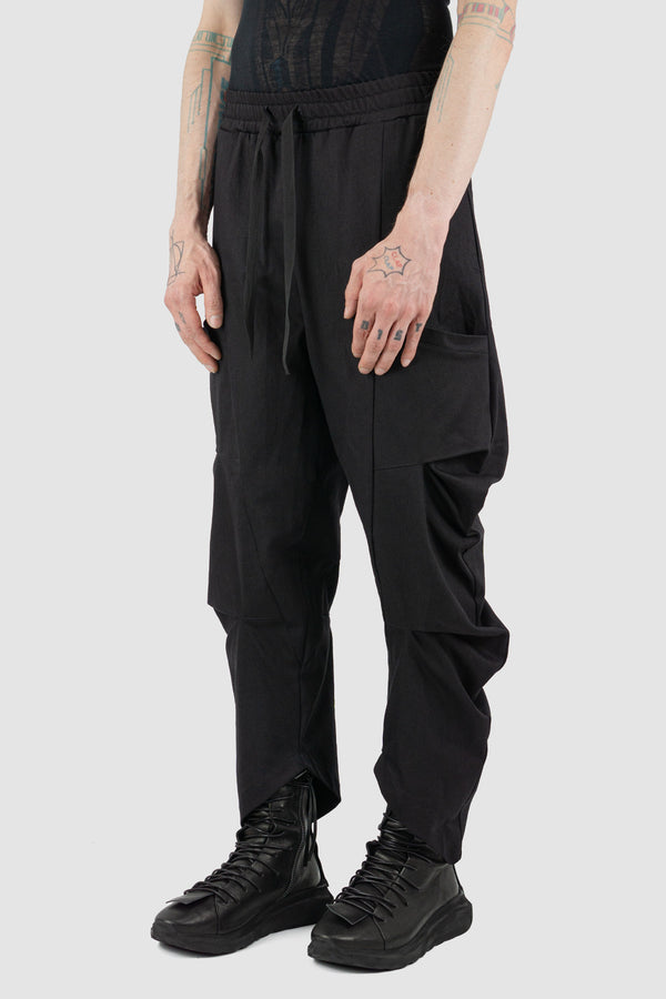 LA HAINE INSIDE US Black Bull Denim Pants - Men's FW23 Collection, Elastic Waistband