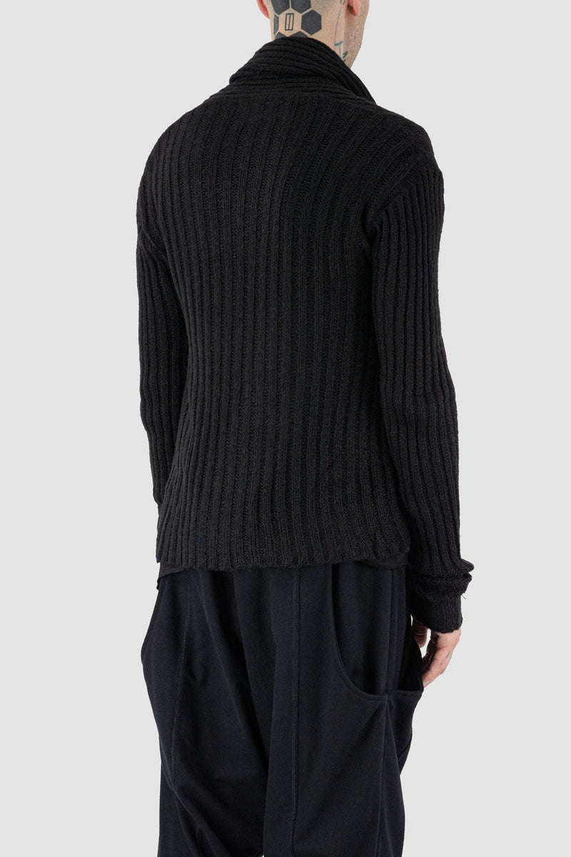 Back view of Black Patty Over Knit Cardigan with slim fit, XCONCEPT