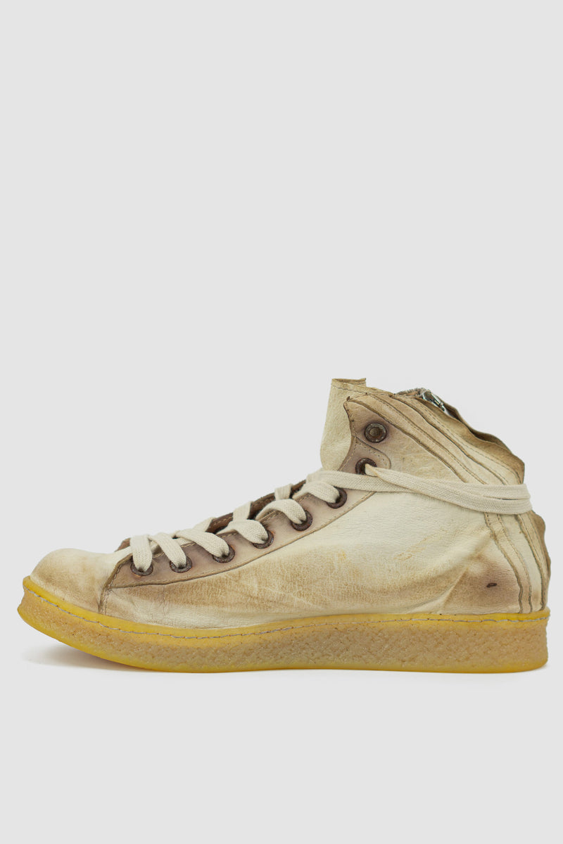 Culture of Brave - left view Chalk White mid top zipper leather sneaker for Men from the permanent Collection in ankle high.