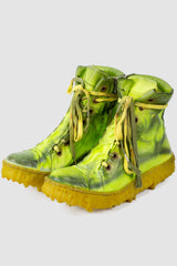 Culture of Brave - front right view of the lime and black Melt Clash Mid Top Laced Sneakers - MELM1