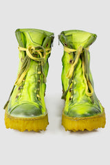 Culture of Brave - front view of the lime and black Melt Clash Mid Top Laced Sneakers - MELM1