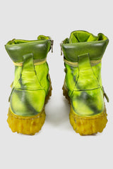 Culture of Brave - back view of the lime and black Melt Clash Mid Top Laced Sneakers - MELM1