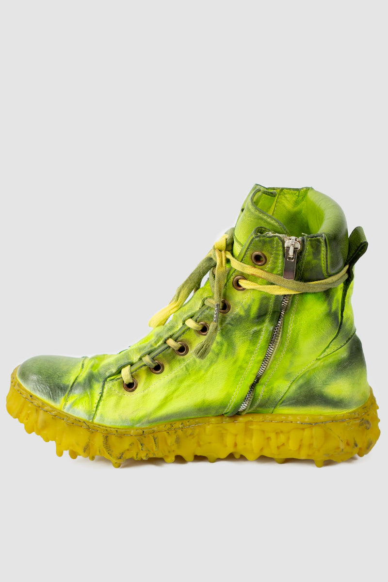 Culture of Brave - solo inside view of the lime and black Melt Clash Mid Top Laced Sneakers - MELM1