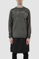 Culture of Brave - Front view of black object-dyed seamless organic cotton men's L/S T-shirt, Permanent Collection.