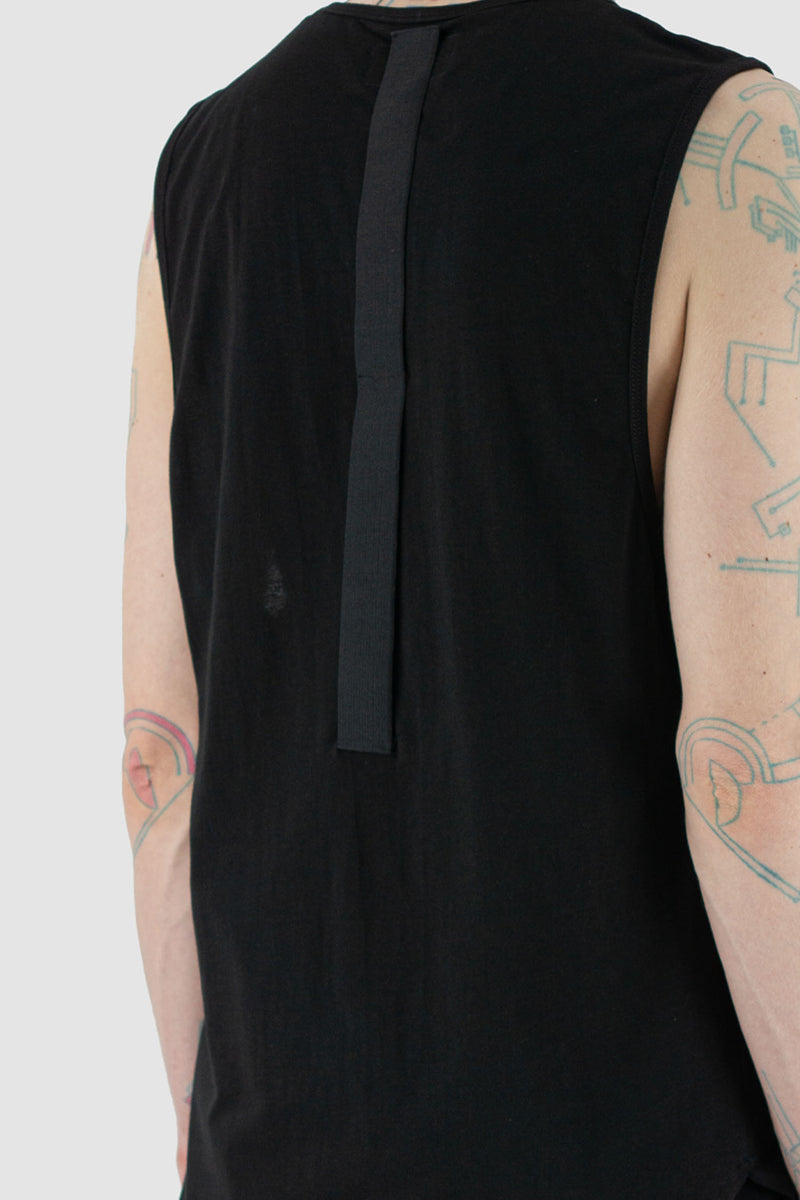 XCONCEPT Men's Black Cotton Tank - SS24 Collection | 100% Cotton, Straight Fit, Deep Side Cuts, Round Hem, Black Back Strap | Made in Bali