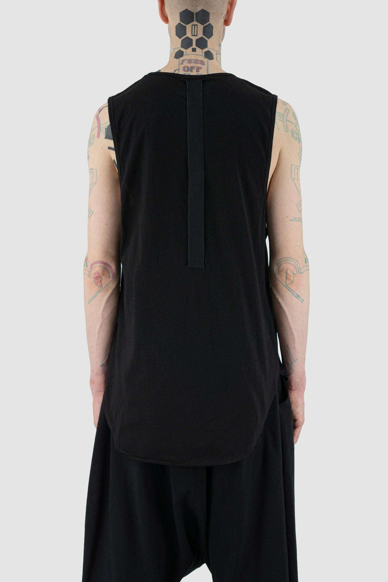 Back view of Black Drag Tank Top with 100% cotton fabric, XCONCEPT