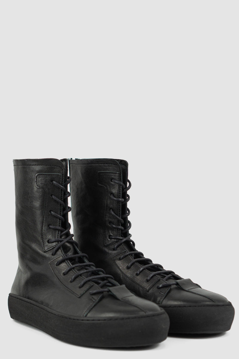 Front view of Frej Soft Black Sneaker with high top design, THE LAST CONSPIRACY