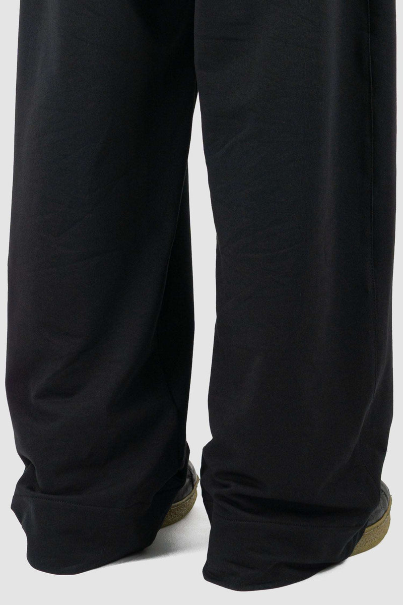 Close-Up of Black Cotton Sweatpants - 92% Cotton, 8% Elastane by UY Studio